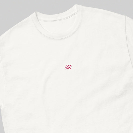 AQUARIUS T-Shirt (White) with Embroidery - Astro Fckrs