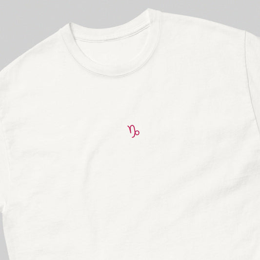 CAPRICORN T-Shirt (White) with Embroidery - Astro Fckrs