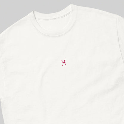 PISCES T-Shirt (White) with Embroidery - Astro Fckrs