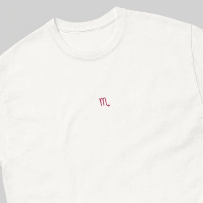 SCORPIO T-Shirt (White) with Embroidery - Astro Fckrs