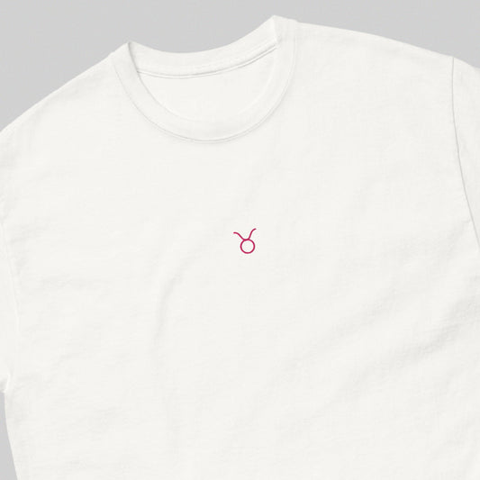 TAURUS T-Shirt (White) with Embroidery - Astro Fckrs